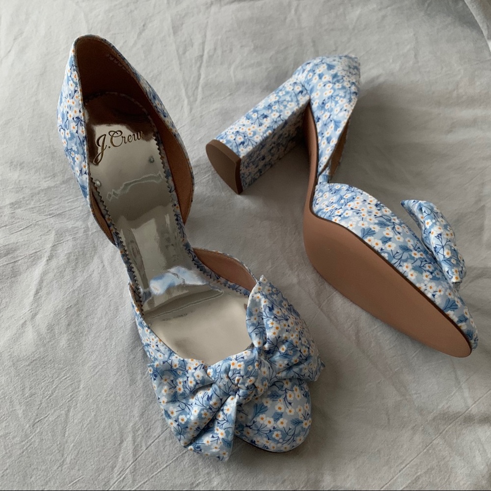 J. Crew Floral block heel shoes